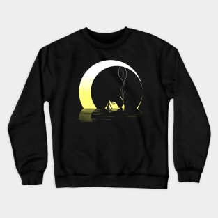 Tent In The Moonlight While Camping Crewneck Sweatshirt